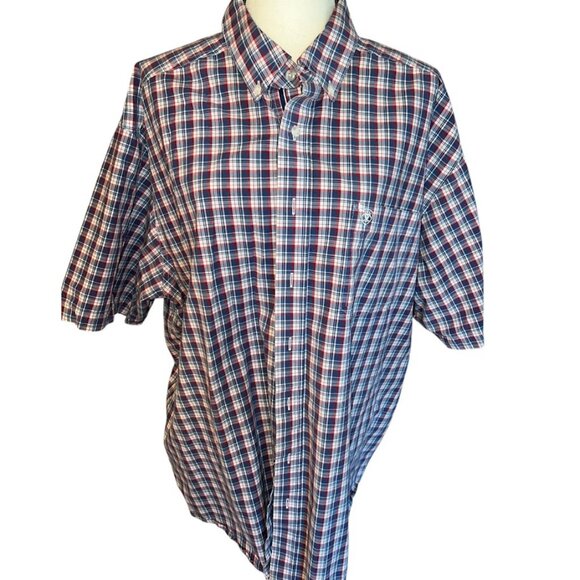 Red/Blue Plaid Ariat Pro Series Short Sleeve Button Up Western Shirt Size 2XL - Picture 1 of 3